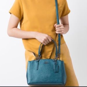 Coach Christie Carryall Metallic Crossbody Dark Teal